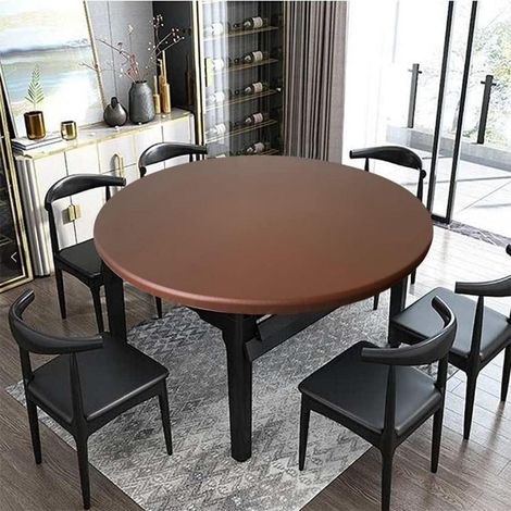 Housse de table ronde élastique 130cm, imperméable, résistante à l'huile, pour intérieur & extérieur