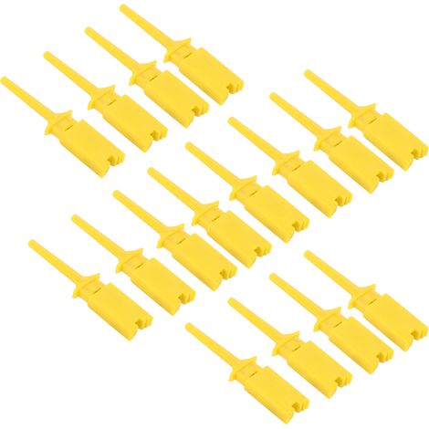 Lot de 20 crochets de test plats en cuivre pur, pinces de fixation élastiques précises pour circuits, pièces de rechange jaunes. (1/5)