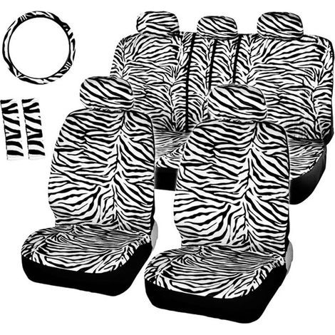 12-piece luxury zebra print seat and steering wheel cover set (1/5)