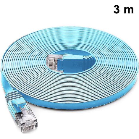 Câble Ethernet Cat 6 bleu de 3 m, câble LAN, câble réseau plat Cat6, câble FTP, accessoires de communication radio (1/4)
