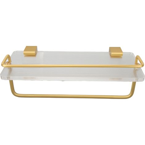 Étagère flottante de 30 cm avec porte-serviettes, porte-serviettes mural en acrylique et aluminium pour salle de bain, salon, cuisine, chambre (1/5)