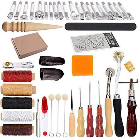 cuir Outils Kit Dequantit Voir Le Graphique Rparation La Main Artisanat Cuir Fil Cir 8 Couleur Avec Aiguilles Coudre Ciseaux Ruban Mesurer Pour (1/5)