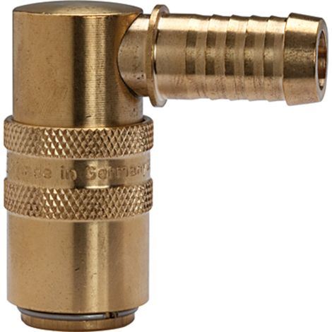 Riegler Temperierkupplung DN 9, Zapfen 13 mm, Absperrventil, Tülle 90° (1/2)