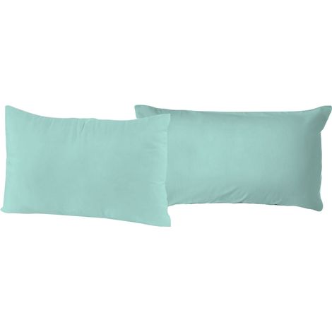 Coppia di Federe 52x82 cm in Cotone Tinta Unita Verde Acqua (1/2)