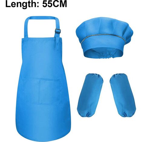 1 ensemble tablier et chapeau pour enfants et manches, tablier de chef pour enfants pour la cuisine, la pâtisserie (1/5)