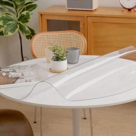 Protection de Table Ronde Transparente Epais,Nappe Transparente Ronde PVC,Protecteur de Table en Bois(épaisseur 1.5 mm, diamètre 70 cm) (1/5)