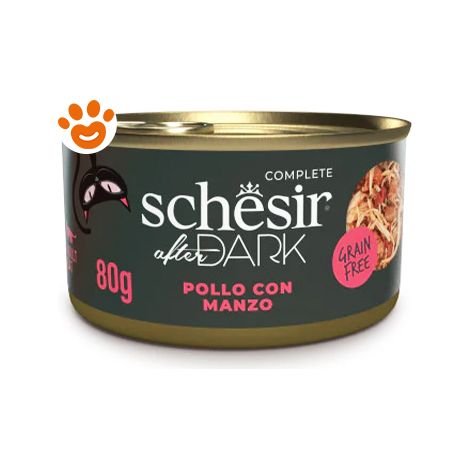 Schesir Cat After Dark Complete Filetti in Brodo di Pollo con Manzo  - Schesir Cat After Dark Complete Filetti in Brodo di Pollo con Manzo - Lattina Da 80 Gr