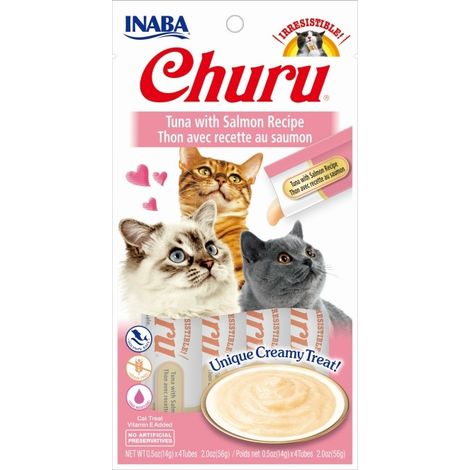 INABA Churu Thon au Saumon - Friandises Saines et Saines pour Chats 4 x 14g (1/3)
