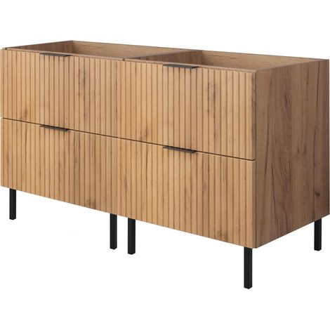 Mobile lavabo, Rovere Craft + maniglia nera, 120 (2 x 60 cm) x 77 x 46 cm, senza piano di lavoro, piedi neri (1/5)