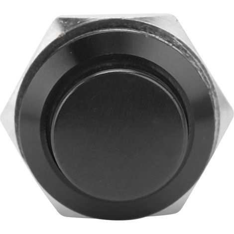 Interrupteur à bouton-poussoir en métal étanche en acier inoxydable à réarmement automatique normalement ouvert 16 mm 220 V (noir)