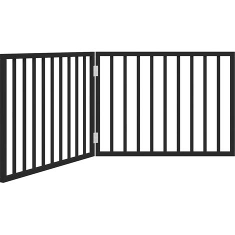 Barrière pour chien Barrière de sécurité pliable 2 panneaux noir bois de peuplier CFW31346 (1/5)