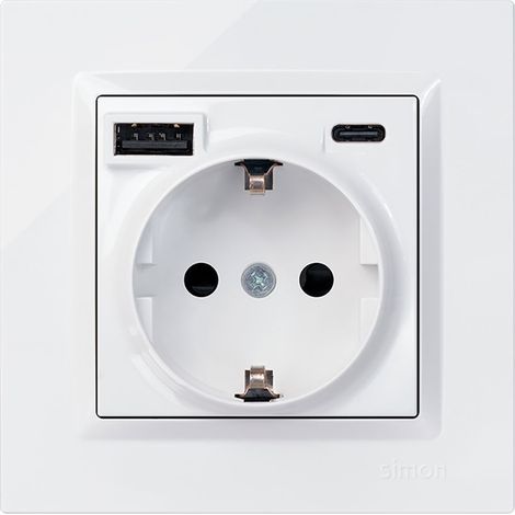Schuko-Steckdosenleiste + USB A+C 10,5 W 16 A 250 V, Simon 10, Weiß