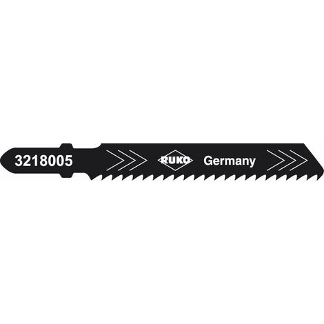 Lot de 5 lames de scie sauteuse en acier RUKO HCS 77 mm pour bois et métal.