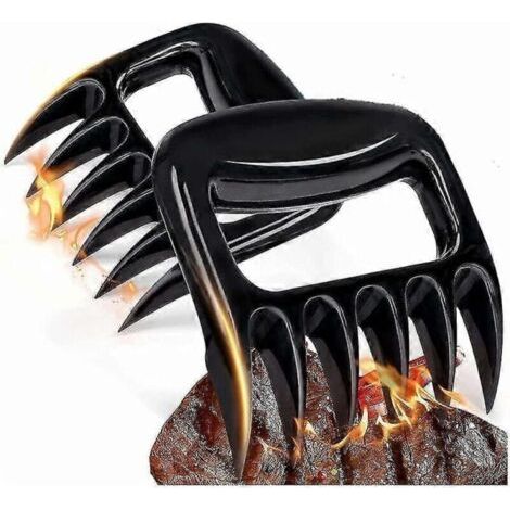 Lot de 2 griffes à viande pour barbecue, idéales pour effilocher le porc, accessoires de grillade et de fumage (noir) - AquaForge (1/4)