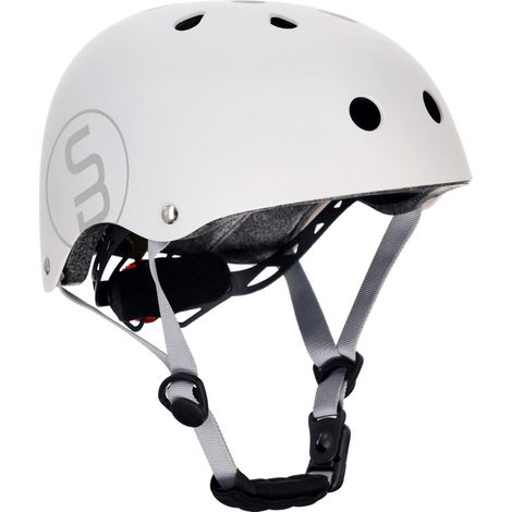 Casco de bicicleta infantil PERFECT FIT S (50-54 cm) con luz LED y cierres magnéticos, color blanco.