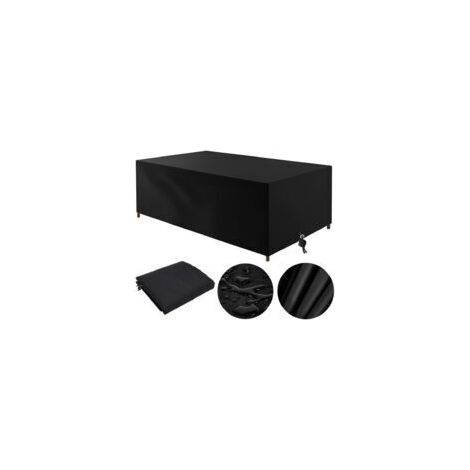 Housse Table De Jardin 210D, Housse Salon De Jardin Exterieur 210x110x70cm Oxford Housse De Protection De Jardin Imperméable Au Vent Anti-UV Bache Table De Jardin Rectangulaire (Noir) (1/5)