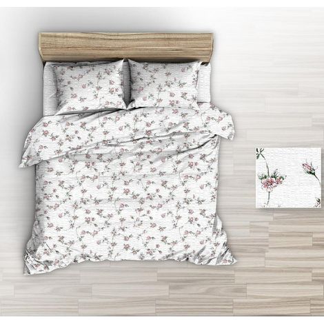 Set di biancheria da letto 160x200 bianco con bouquet rosa (1/2)