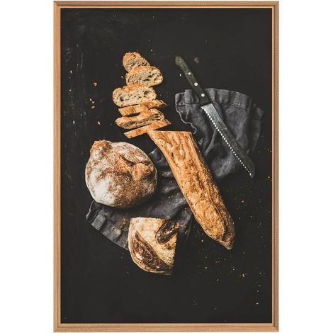 Tableau mural encadré pain 65x97 cm - Tableau Mural Décoratif - Image Encadrée Imprimée en HD - Impression 65x97 cm sur Fibres de Bois FSC - Finition Mate - Fabriqué en France (1/5)