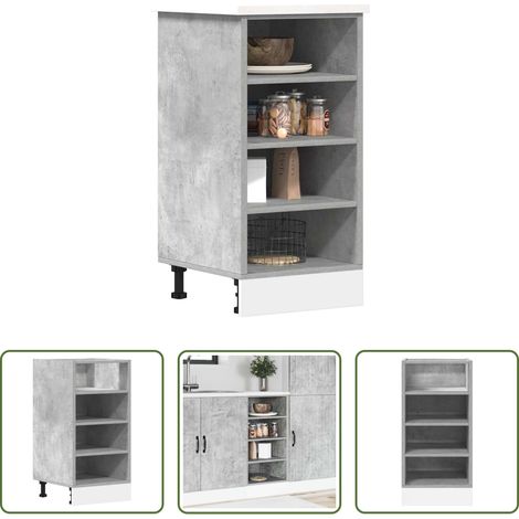 Küchenmöbel - Unterschrank Riga Betongrau 40x44,5x81,5 cm Holzwerkstoff (1/5)