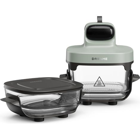 Dreame Tasti Friteuse à Air en Verre Portable 5 en 1, 2 Récipients (2,5 L + 4,5 L), Verre Borosilicate de 6 mm, Air Chaud Circulant en 3D, Compatible Lave-Vaisselle, Vue à 360° (1/5)