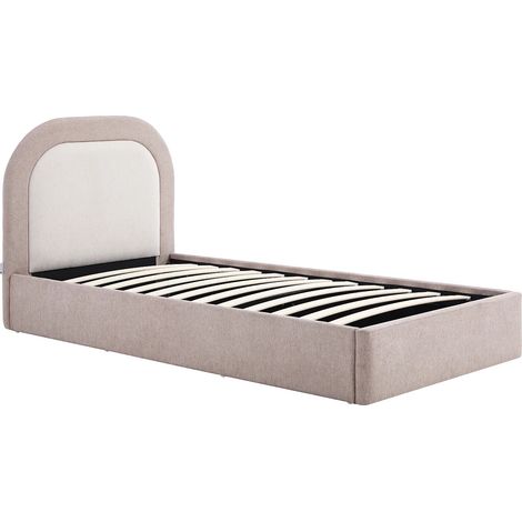 Lit coffre 90 x 190 cm – Tissu – Taupe et Beige - IDONO (1/5)