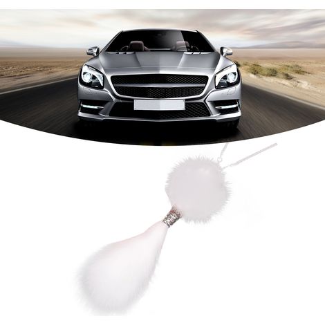 Glücksauto-Pompon-Strass-Robust-Metall-Niedlicher-Tier-Kunstfell-Schwanenschwanz-Rückspiegel (1/5)