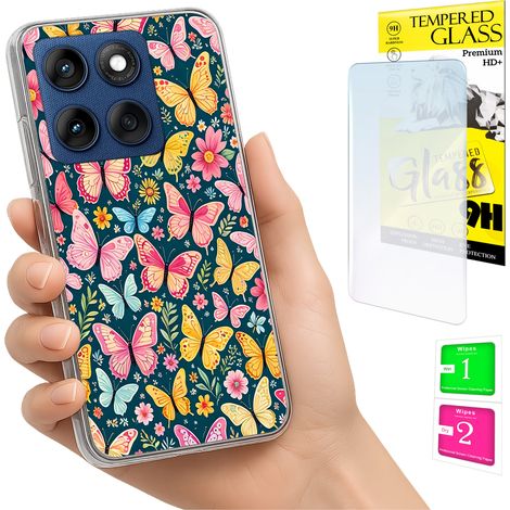 Étui pour Motorola Edge 60 Fusion / Edge 60 photo, coque arrière papillon avec verre trempé (1/5)
