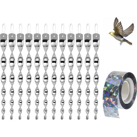 10 Pièce Spirale Anti-Oiseaux & 1 Pièce Repulsif Pigeon, Effaroucheur Anti Pigeons pour Balcon Réfléchissant Repousse Les Pigeons Et Les Pics, Répulsif Pigeon Spirale&Bande pour Les Balcons, Les Toits (1/5)