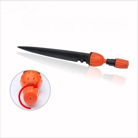Buse double usage goutte-à-goutte, intégrée, réglable et fermable, longueur environ 21 cm, plastique, orange et noir (1/5)