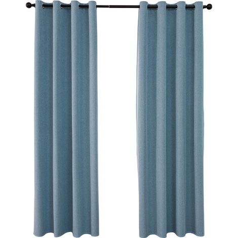 Rideaux occultants 100% en lin thermique, 2 panneaux, texture douce, économie d'énergie, protection solaire (1/3)