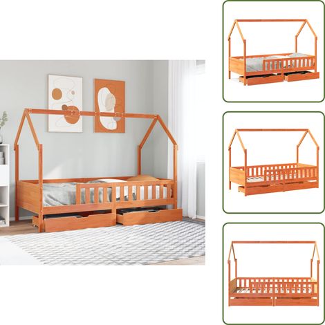 vidaXL Kinderbett mit Schubladen 80x200 cm Massivholz Kiefer