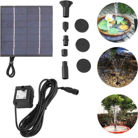 Kit de fontaine solaire submersible avec panneau solaire de 1,4 W pour bassin et piscine. (1/5)