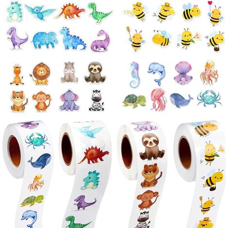 2000 Pièces Autocollant Animaux en Rouleau Autocollants de Motivation pour Enfants Autocollants de Récompense Animal Stickers Animaux Ronds pour Scolaires Salle de Classe Cadeaux d'Enfants (1/5)