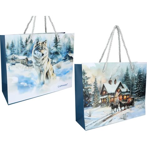 Carmani, Geschenktüte aus Papier, bis ca. 45 x 12 x 36 cm – Winter überall