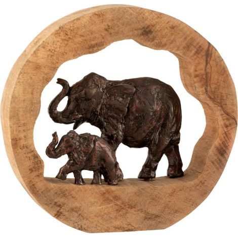 Éléphant avec Enfant Déco "Kenya" 37cm Bronze