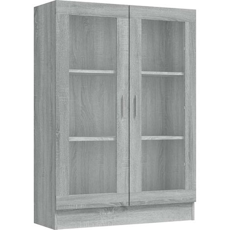 Vitrina madera contrachapada gris Sonoma 82,5x30,5x115 cm vidaXL