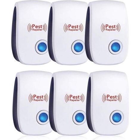 Répulsif à ultrasons contre insectes et rongeurs Lot de 6 appareils sans toxique, efficace contre moustiques, cafards, araignées (1/5)