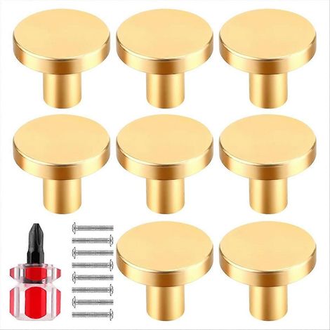 Set mit 8 Möbelknöpfen, runde goldene Griffe für Kommoden und Schränke (1/5)