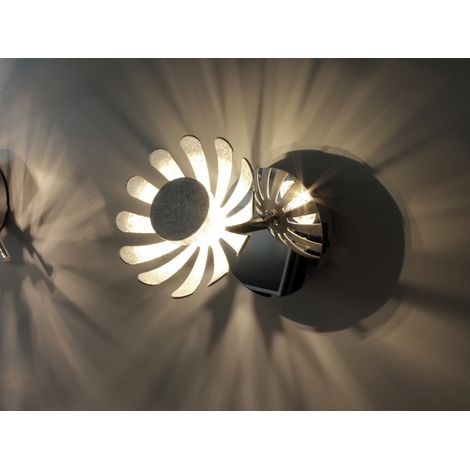 LED Wandstrahler BLOOM, Metall in Blattsilber, Breite 10cm (1/5)