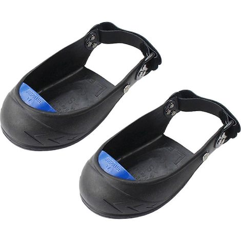 Two shock-absorbing shoe covers, adjustable safety shoes with rubber toecap, suitable for industrial construction.