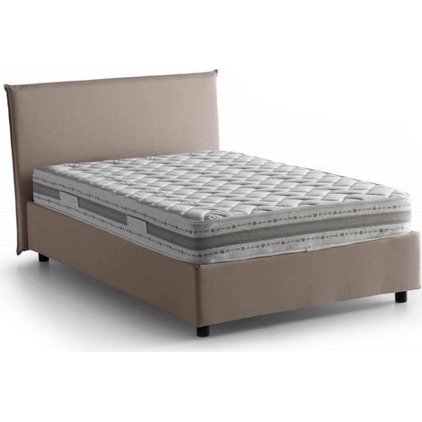 Talamo Italia Quadratisches und halbes Bett Chicca, Containerbett mit Stoffbespannung, 100% Made in Italy, Frontöffnung, inklusive Matratze 120x200 cm, Turteltaube