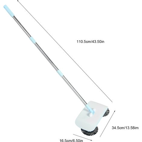 Barredora manual – fregona con cepillo y cabezal, gran depósito de recogida, mango de acero inoxidable, 102 cm, azul, rosa (opcional), juego de 3 piezas, para baños y suelos. (1/5)
