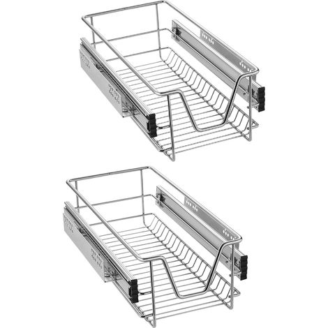 AUFUN 2 x tiroirs de Cuisine, Extension Armoire de Cuisine, armoires de Chambre, Panier Coulissant élastique, étagère de Cuisine Domestique, 30cm