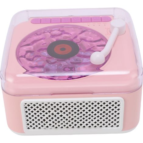 Enceinte Bluetooth sans fil, petite platine vinyle, veilleuse, rechargeable par USB, enceinte de bureau à vagues pour chambre ou soirée, rose (1/5)