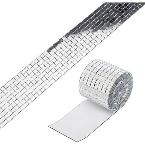3 Pièces Carreaux Miroir Argent 1464 Grains Adhésif Acrylique Autocollant 4x100cm Stickers Miroir pour Loisirs Créatifs (1/5)