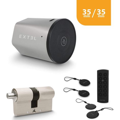 Kit cerradura conectada Extel Lock + cilindro 35/35 mm + teclado inalámbrico + 2 tarjetas adicionales