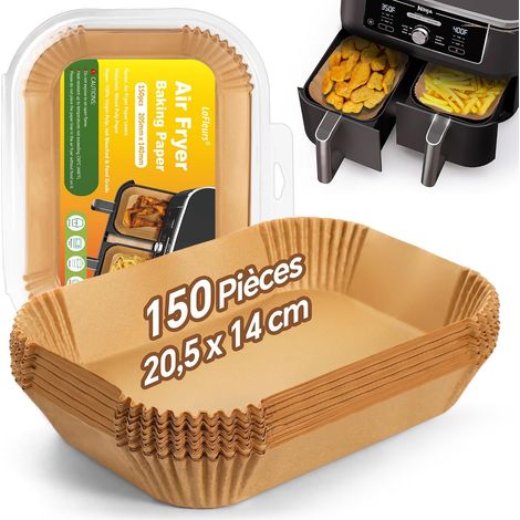 Carta da forno per friggitrice ad aria, 150 pezzi 20,5x14 cm per friggitrice ad aria Ninja Foodi Dual Zone, rivestimento in carta antiaderente, accessori per friggitrice ad aria doppia Ninja AF300EU / (1/5)