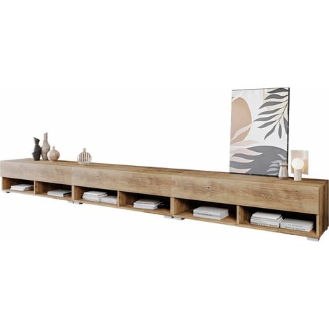 Meuble TV Sarasota 144, Châtaigne, Le nombre de portes: 3, Nombre de tiroirs: 0, 300x30x33cm, LED (1/5)