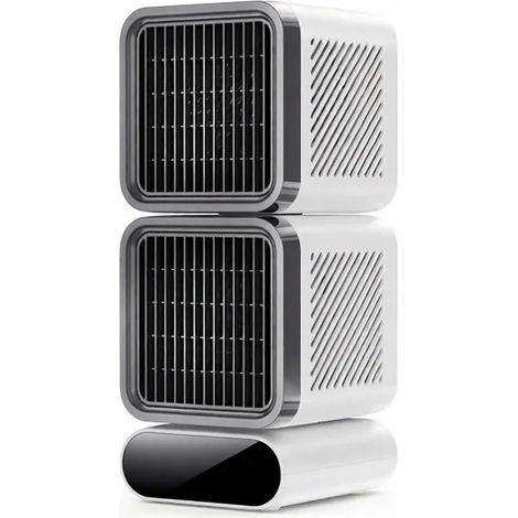 Ventilateur de bureau à double turbine avec affichage numérique, Charge USB Batterie haute capacité 4000 mAh, Bureau, Blanc (1/5)