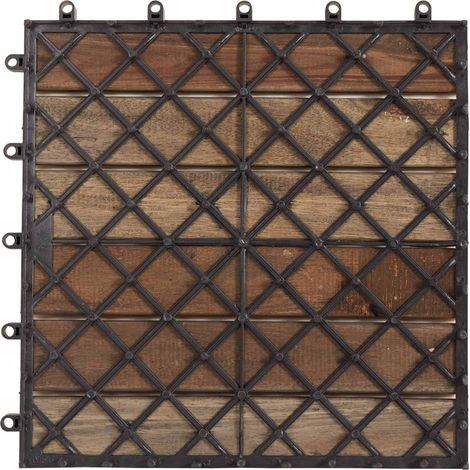 Carreau de terrasse 10 pcs Gris 30 x 30 cm Bois d'acacia (1/5)